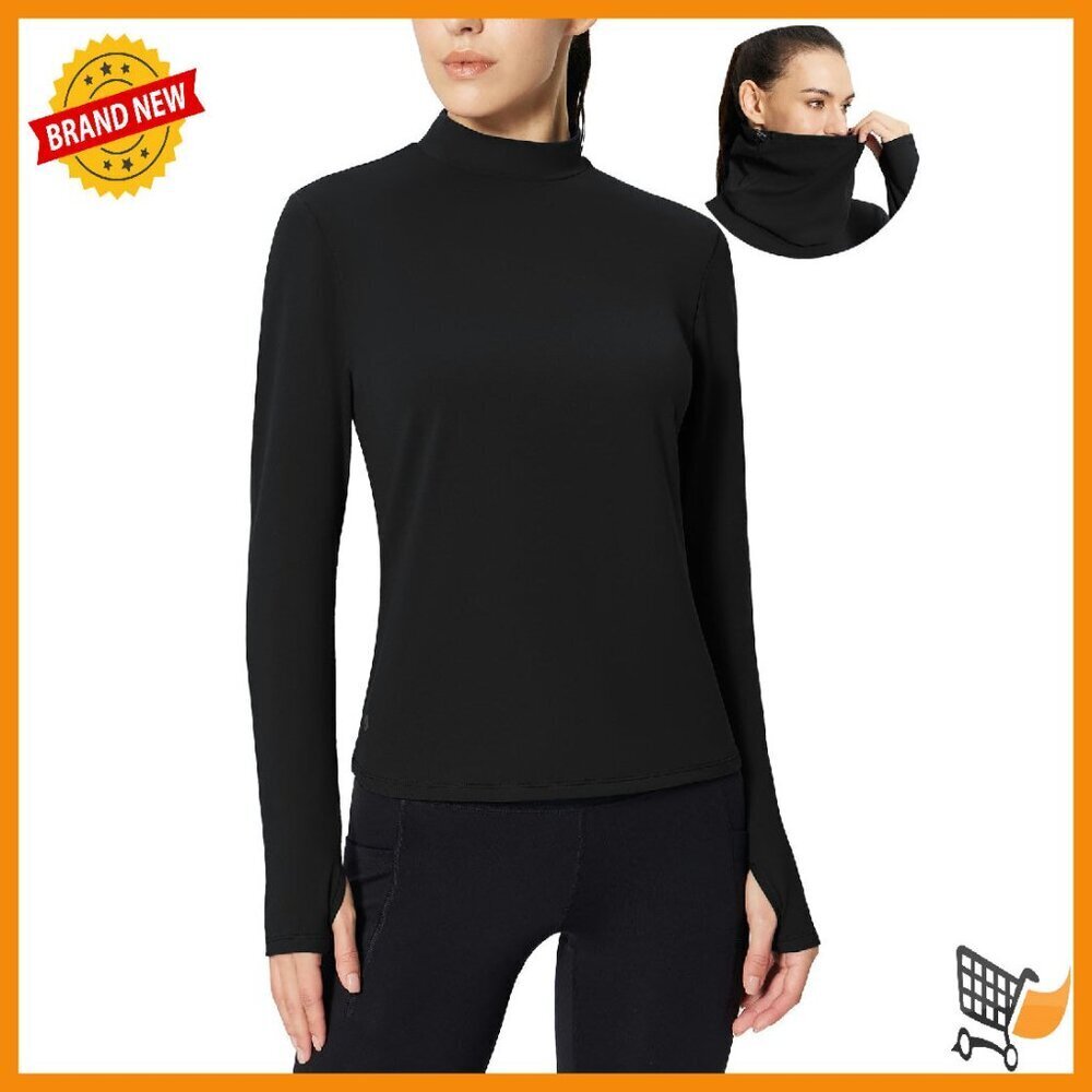 Thermal Fleece Long Sleeve Top with Detachable Gaiter & Thumbholes